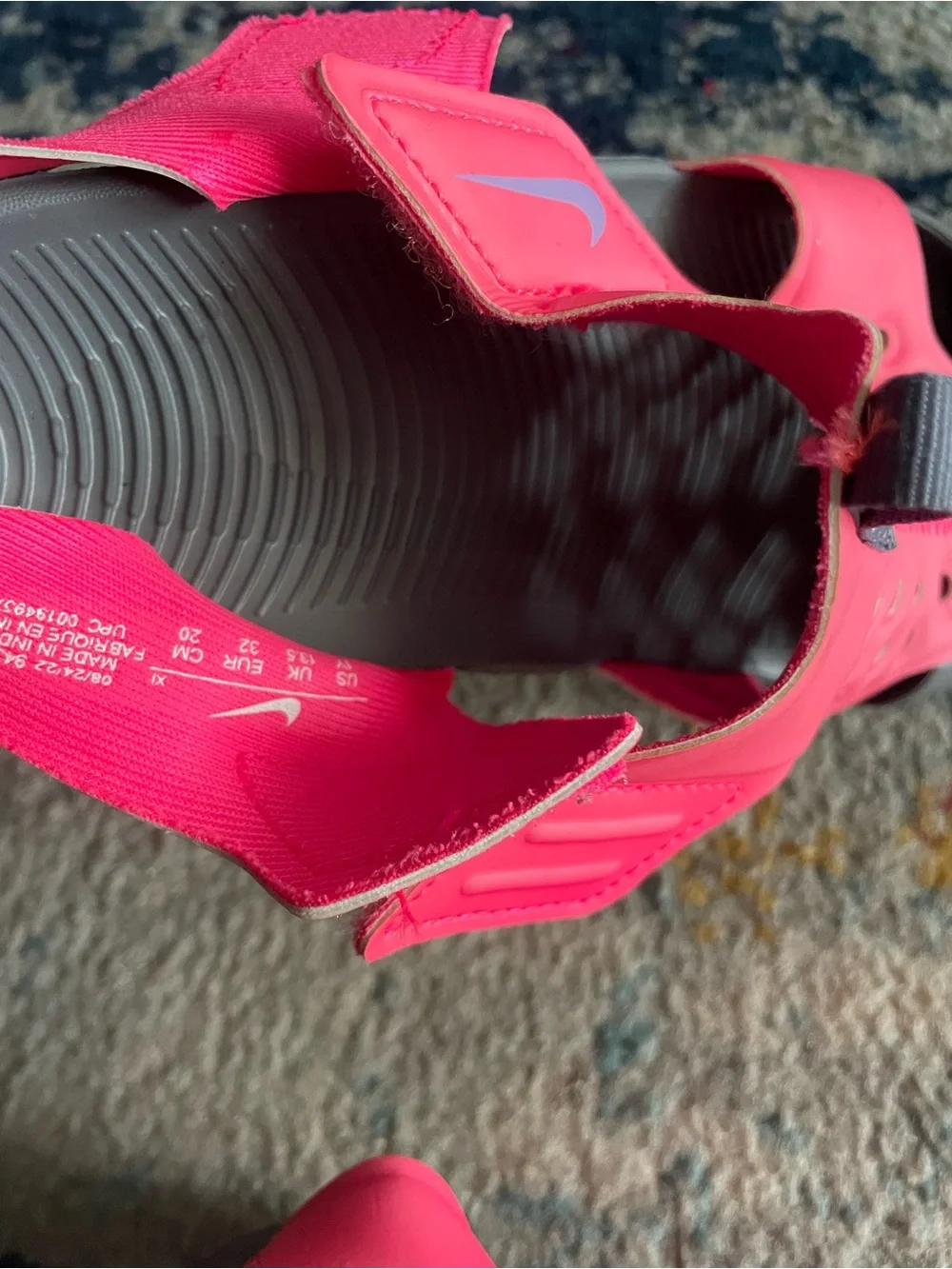 Nike kids girls Hot Pink and Gray Slide Sandals